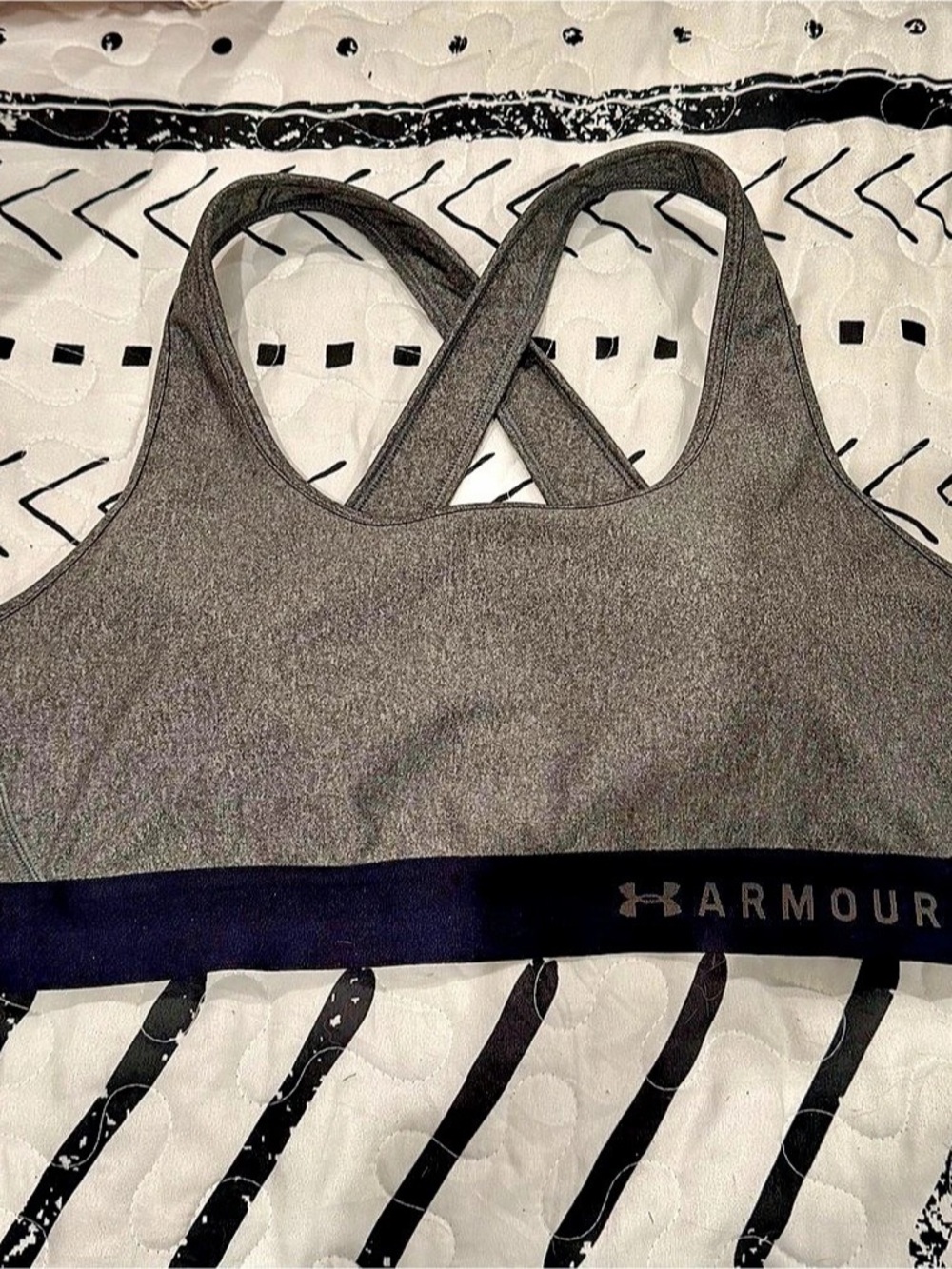 Under Armour Mid Crossback Sports Bra Gray & Black XL